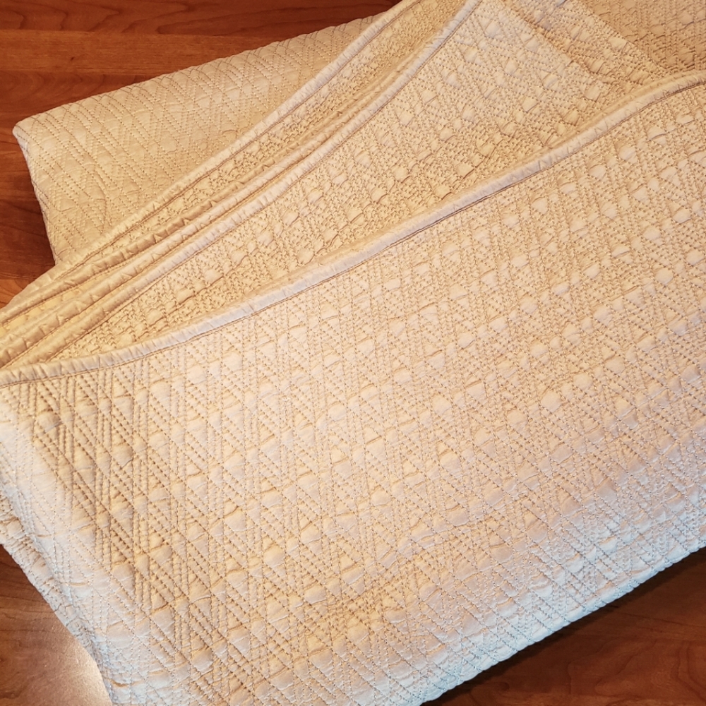 Restoration Hardware Quilted Silk Coverlet, Queen Size, Goldenrod
